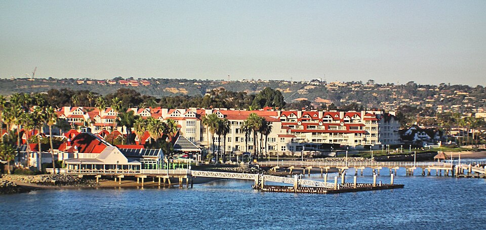 Coronado waterfront and ferry landing on San Diego Bay 